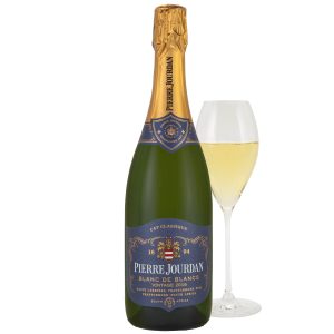 Haute Cabrière - Pierre Jourdan Blanc de Blancs 2016 Cap Classique + glass-min